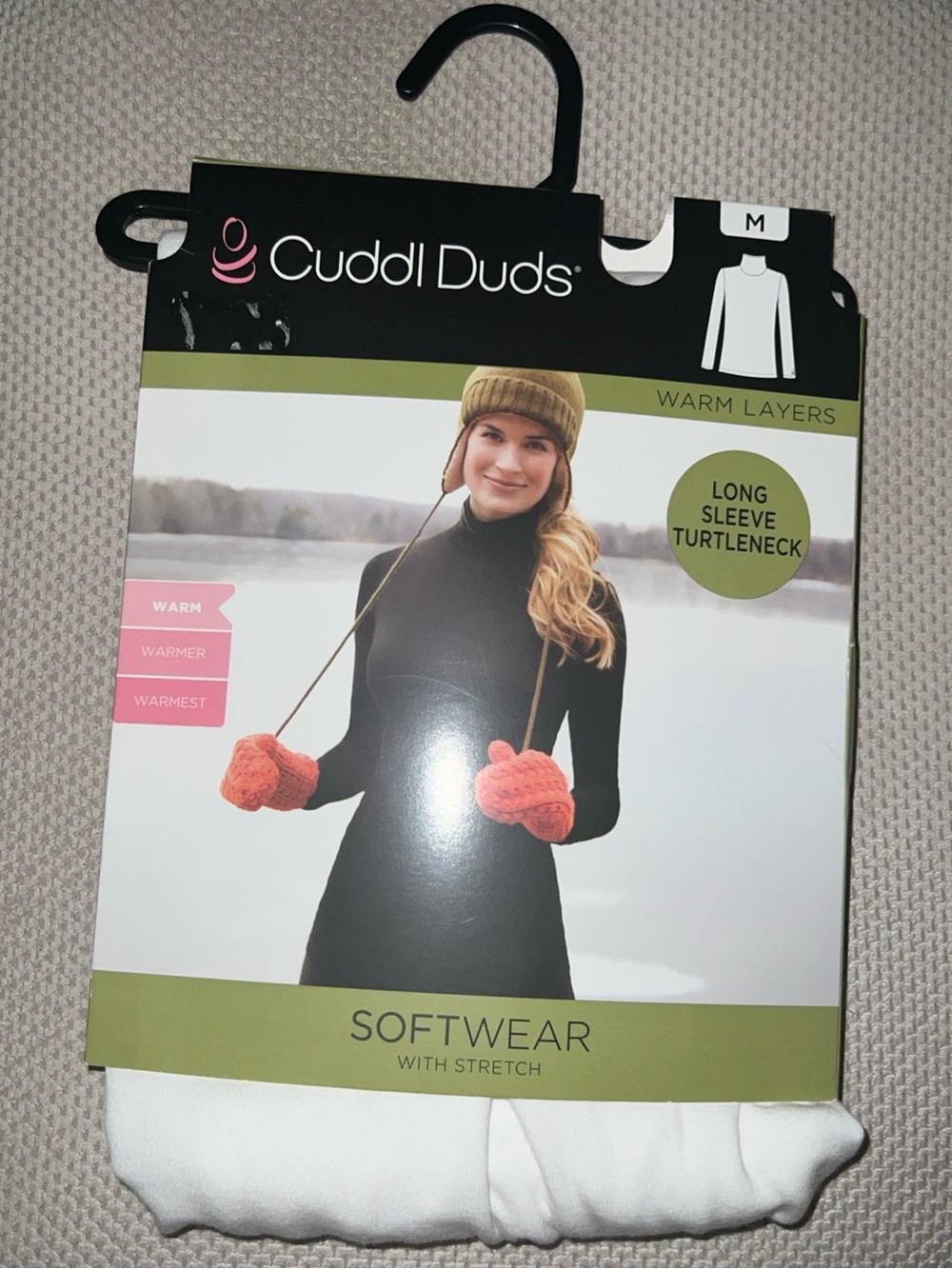 Women Cuddl Duds Softwear Long Sleeve Turtleneck M Ivory stretch